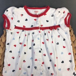 Red white + blue hearts onsie